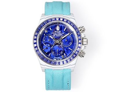 TW Factory Rolex Daytona 40mm Carbon Fiber Case Fabric Band Blue Face 4802 Movement Watch